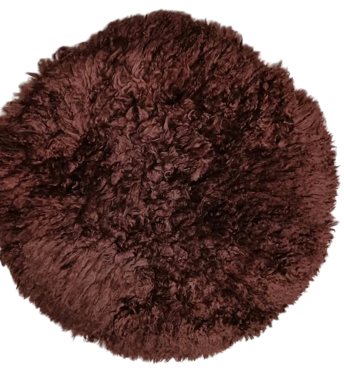 Babymoon Round Wool Flokati Fur Blanket | Photoshoot Props | Brown