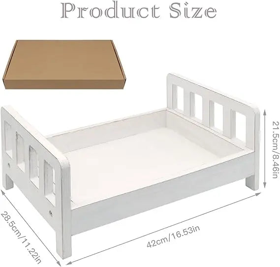 Babymoon Rustic Bed Wooden Properties Photoshoot Prop-White