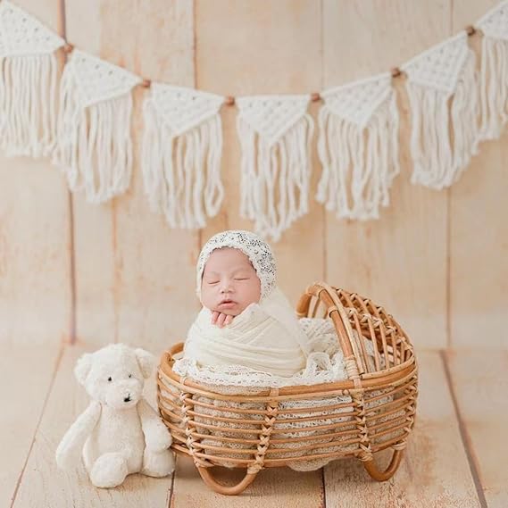 Babymoon Rustic Cane Stroller | Wooden Properties | Baby Photography Props
