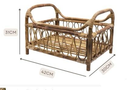 Babymoon Rustic Cane Wooden Bed | Wooden Properties | Baby Photography Props
