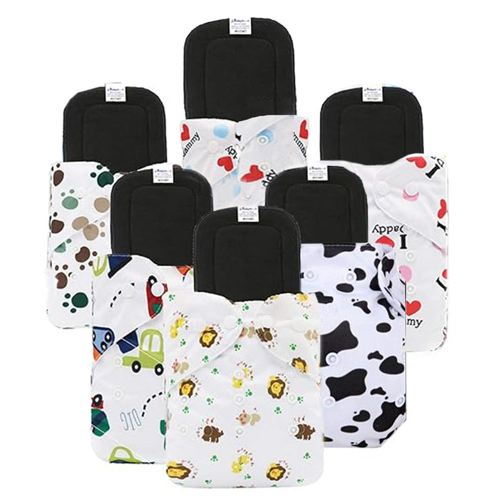 Babymoon | Set of 12 | Cloth Diaper with 5Layers Grey Insert Premium Adjustable Reusable Cloth Diaper