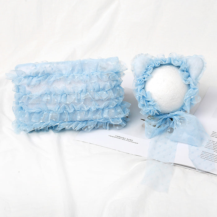 Babymoon Set of 2 | Baby Net Frill Pillow with Bonnet | Baby Photoshoot Props | Blue