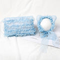 Babymoon Set of 2 | Baby Net Frill Pillow with Bonnet | Baby Photoshoot Props | Blue