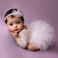 Babymoon Set of 2 | Fluffy Romper & Hairband | Baby Photoshoot Props Costumes | White | 0-1 Month