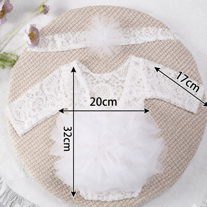Babymoon Set of 2 | Fluffy Romper & Hairband | Baby Photoshoot Props Costumes | White | 0-1 Month