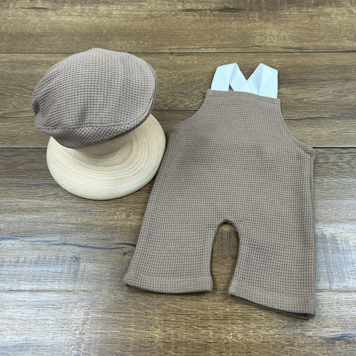 Babymoon | Set of 2 | French Cap & Pant | Baby Photography Props | Costume | Brown