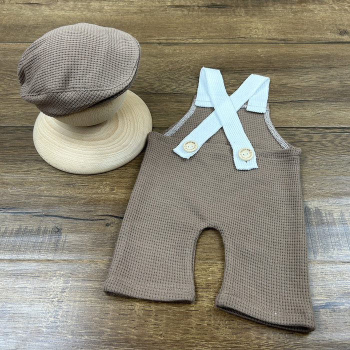 Babymoon | Set of 2 | French Cap & Pant | Baby Photography Props | Costume | Brown