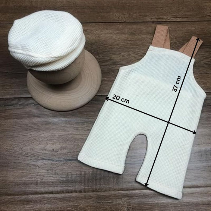 Babymoon | Set of 2 | French Cap & Pant | Baby Photography Props | Costume | White