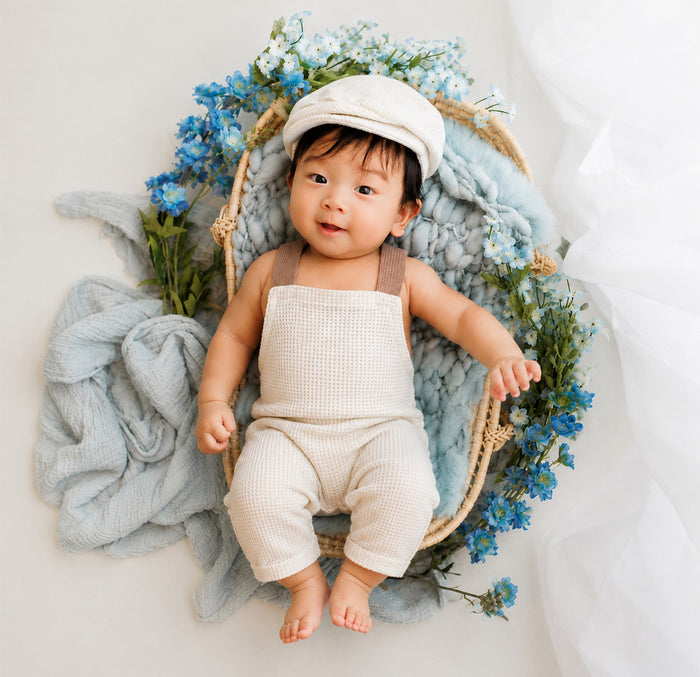 Babymoon | Set of 2 | French Cap & Pant | Baby Photography Props | Costume | White