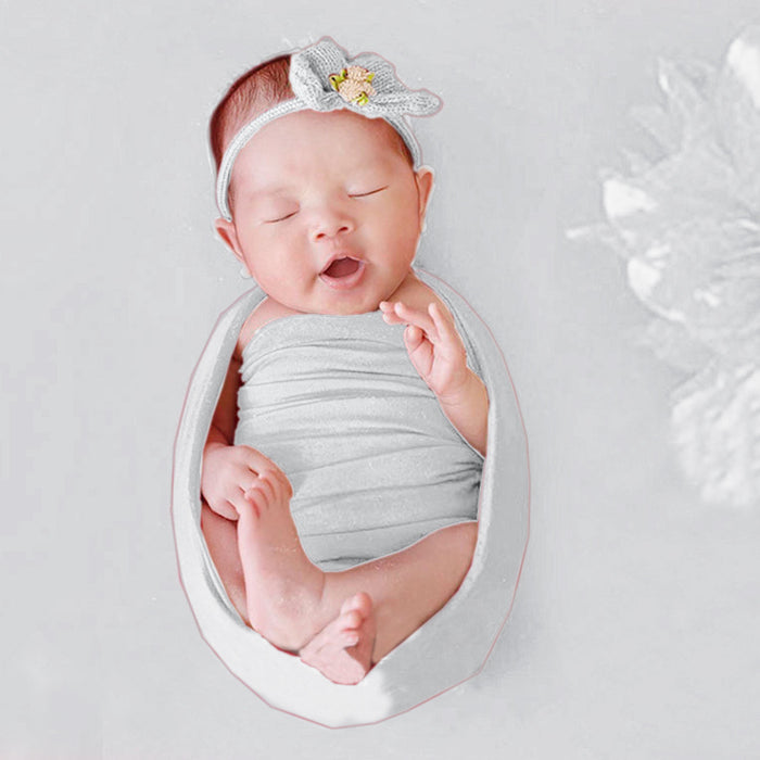 Babymoon Set of 2 | Milk Velvet Stretchable Wrap with Layer | Baby Photoshoot Props | White