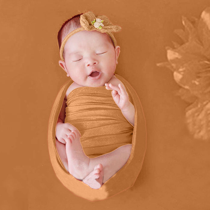Babymoon Set of 2 | Milk Velvet Stretchable Wrap with Layer | Baby Photoshoot Props | Coffee