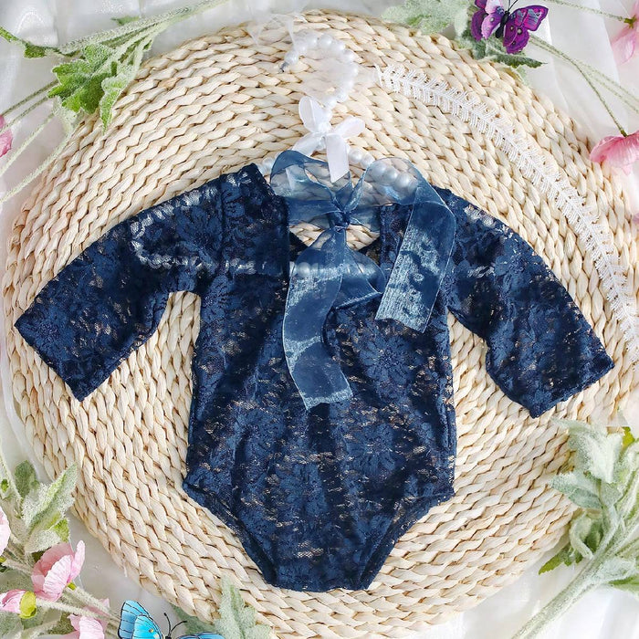 Babymoon Set of 2 | Net Lace Romper & Hairband | Baby Photoshoot Props Costumes | 0-1 Month