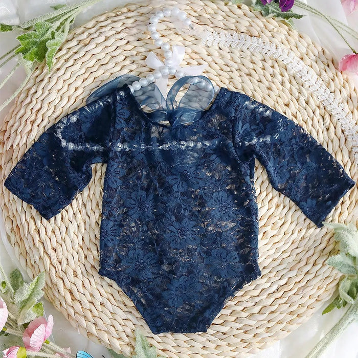 Babymoon Set of 2 | Net Lace Romper & Hairband | Baby Photoshoot Props Costumes | 0-1 Month