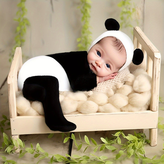 Babymoon | Set of 2 | Panda Romper Bodysuit with Hat | Baby Photography Props | Costumes
