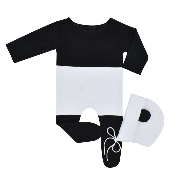 Babymoon | Set of 2 | Panda Romper Bodysuit with Hat | Baby Photography Props | Costumes