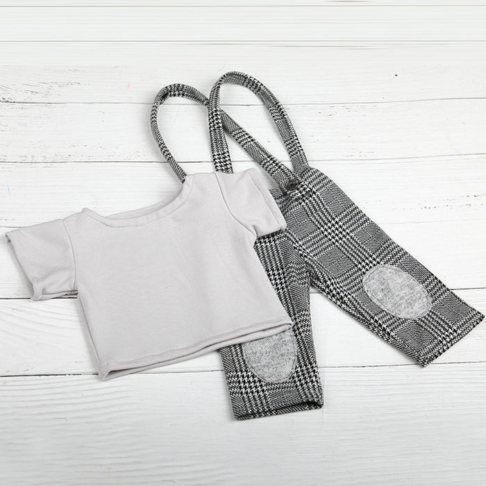 Babymoon | Set of 2 | Tshirt And Suspender Set | Baby Photoshoot Props | Costume | 0-3 Months | Grey