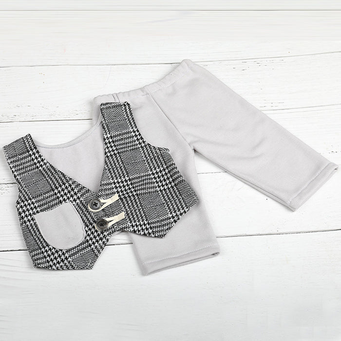 Babymoon | Set of 2 | Waist Coat And Pant Set | Baby Photoshoot props | Costume | 0-3 Months | Grey