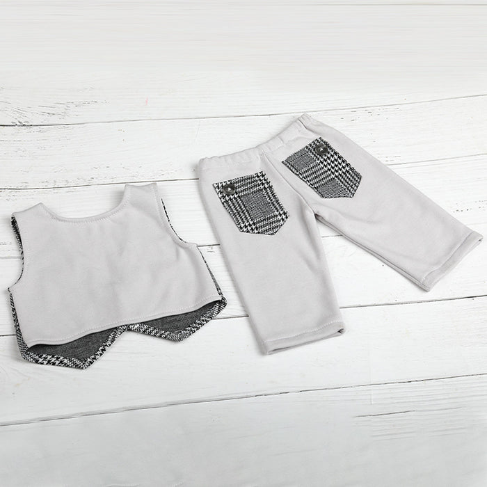 Babymoon | Set of 2 | Waist Coat And Pant Set | Baby Photoshoot props | Costume | 0-3 Months | Grey