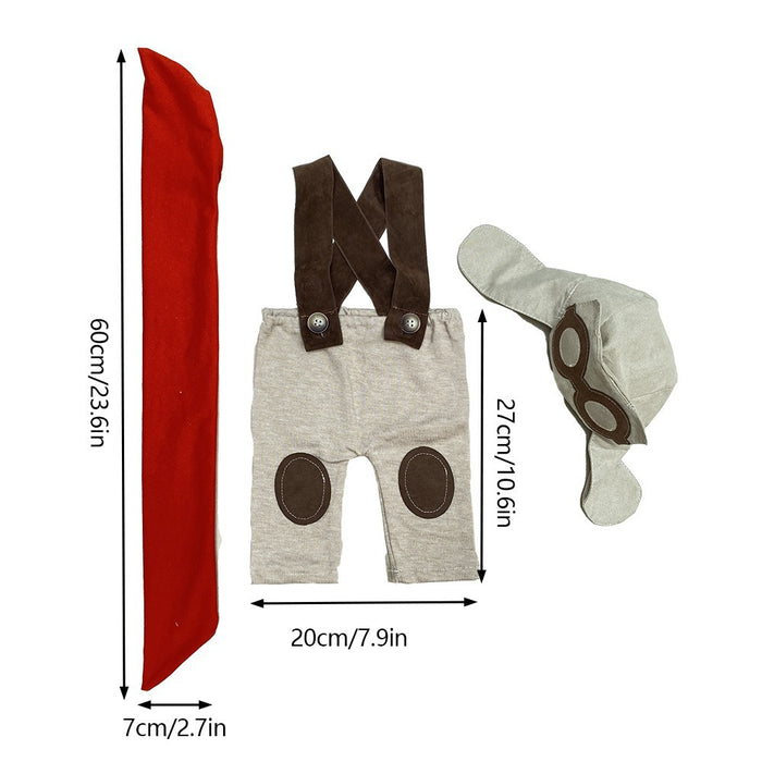 Babymoon Set of 3 | Avaitor Costume | Suspender, Hat, Scarf | Baby Photoshoot Props | 0-1 Month