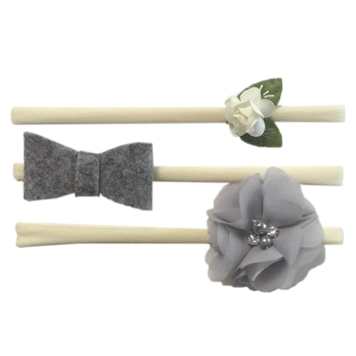 Babymoon (Set of 3) Baby Headbands Fusion, Girl's Hairbands for Newborn,Toddler and Children - Grey