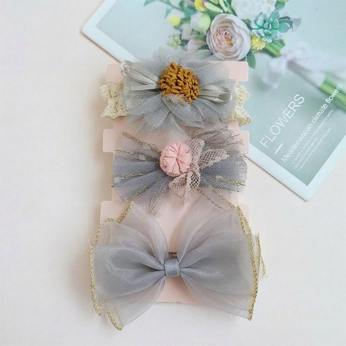 Babymoon | Set of 3 | Designer Princess Baby Girl’s Headbands | Hair Accessories | Flower Blue| Blue Bow
