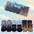 Babymoon Set of 3 | Non-Skid, Anti Slip Baby Socks Gift Box | Safety Protector | 0-9M | Blue