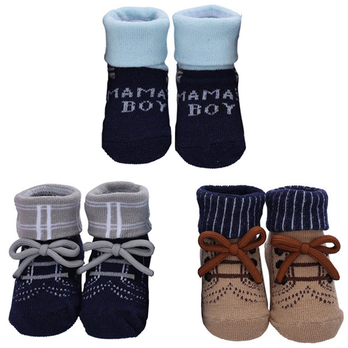 Babymoon Set of 3 | Non-Skid, Anti Slip Baby Socks Gift Box | Safety Protector | 0-9M | Blue