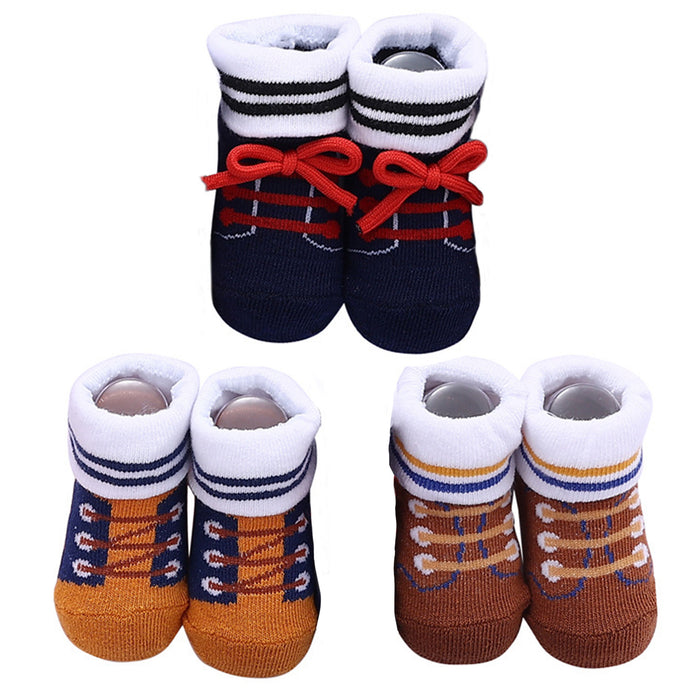 Babymoon Set of 3 | Non-Skid, Anti Slip Baby Socks Gift Box | Safety Protector | 0-9M | Coffee