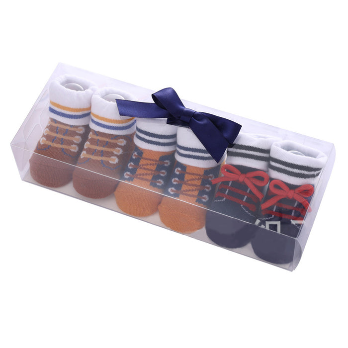 Babymoon Set of 3 | Non-Skid, Anti Slip Baby Socks Gift Box | Safety Protector | 0-9M | Coffee