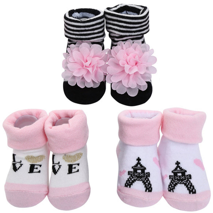 Babymoon Set of 3 | Non-Skid, Anti Slip Baby Socks Gift Box | Safety Protector | 0-9M | Light Pink