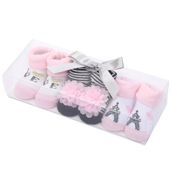 Babymoon Set of 3 | Non-Skid, Anti Slip Baby Socks Gift Box | Safety Protector | 0-9M | Light Pink