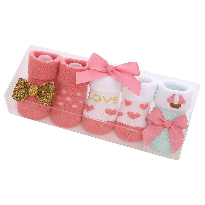 Babymoon Set of 3 | Non-Skid, Anti Slip Baby Socks Gift Box | Safety Protector | 0-9M | Pink