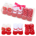 Babymoon Set of 3 | Non-Skid, Anti Slip Baby Socks Gift Box | Safety Protector | 0-9M | Red