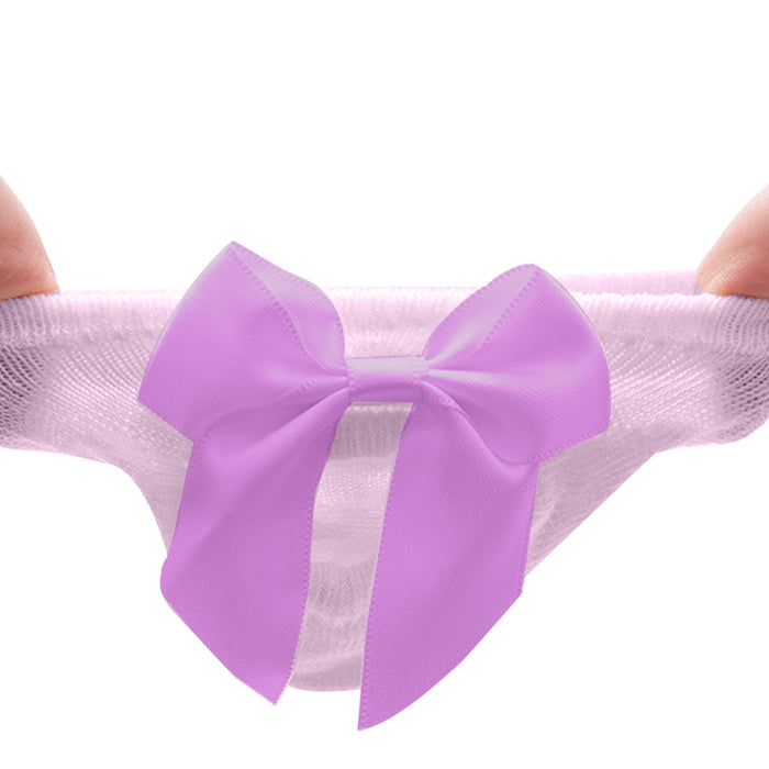 Babymoon Set of 3 | Non-Skid, Anti Slip Pearl Bow Flower Baby Socks Gift Box | Safety Protector | 0-12M | Purple