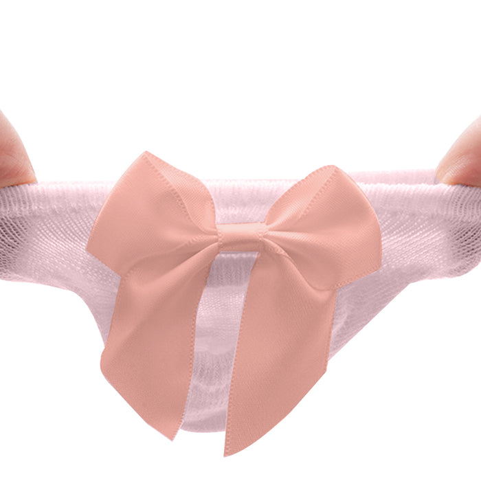Babymoon Set of 3 | Non-Skid, Anti Slip Pearl Bow Flower Baby Socks Gift Box | Safety Protector | 0-12M | Pink