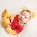 Babymoon Set of 3 | Stretchable Bodysuit, Cap and Honey Stick | Baby Photoshoot Props Costume | 0-6 Months | Yellow