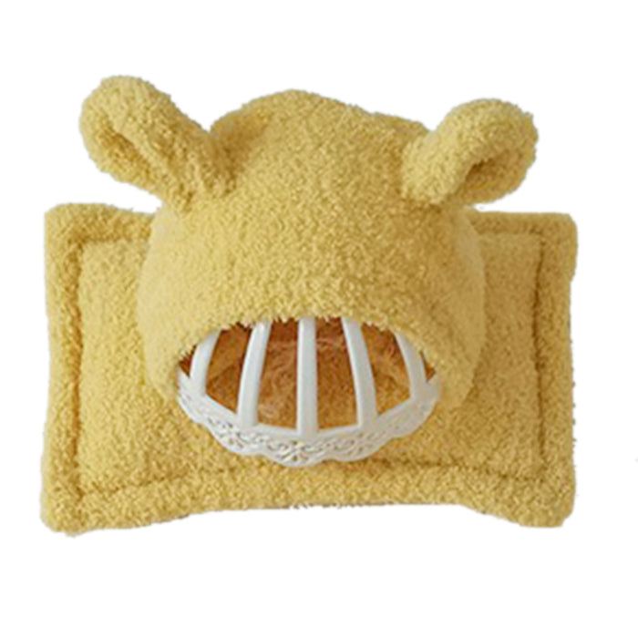 Babymoon (Set Of 4) Velvet Ready Romper, Toy, Pillow & Cap Baby Photoshoot Props-Yellow