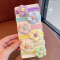 Babymoon Set of 6 | Baby Girl’s Ponytail Pastel Flower Kids Hairband Rings | Fashion Hair Accessories