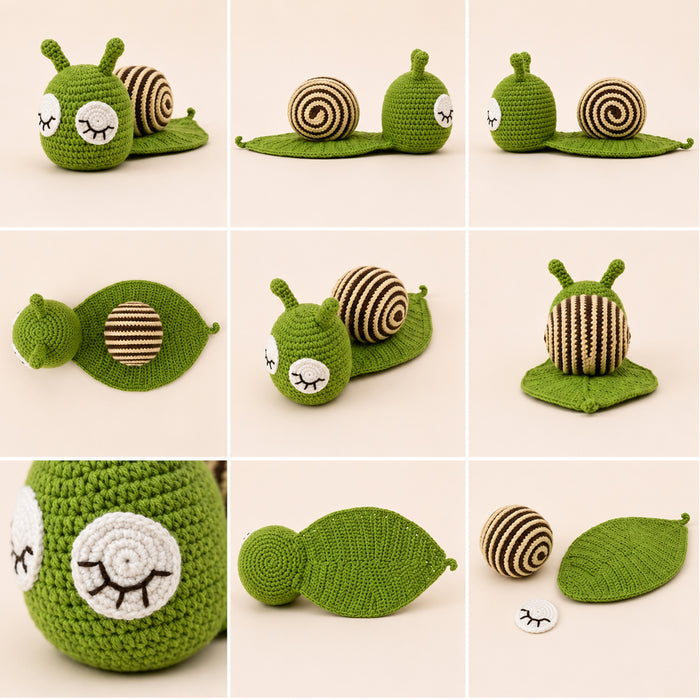 Babymoon Snail Newborn Photography Crochet Outfit Costume - Green