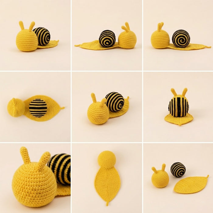 Babymoon Snail Newborn Photography Crochet Outfit Costume - Yellow