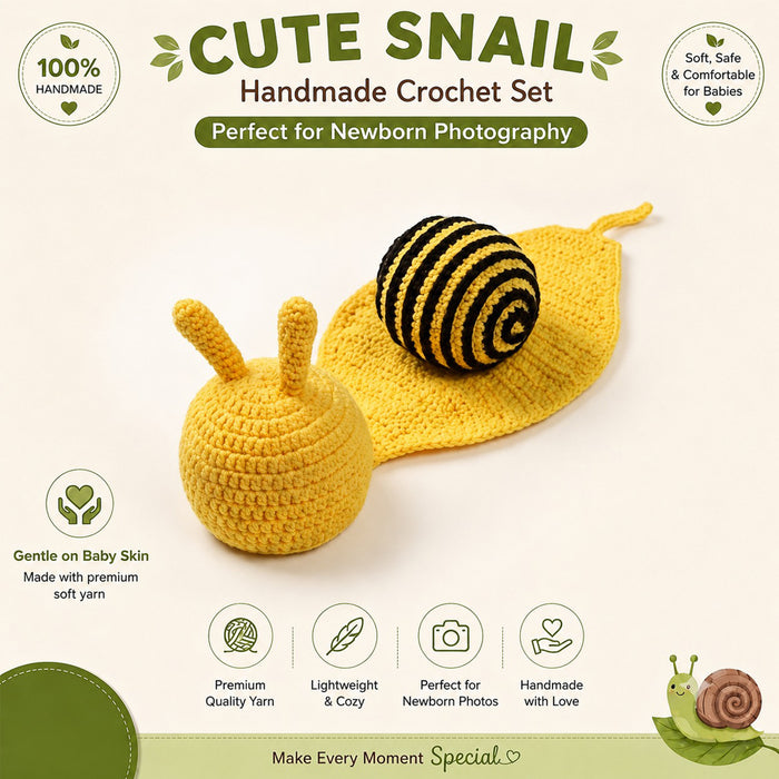 Babymoon Snail Newborn Photography Crochet Outfit Costume - Yellow