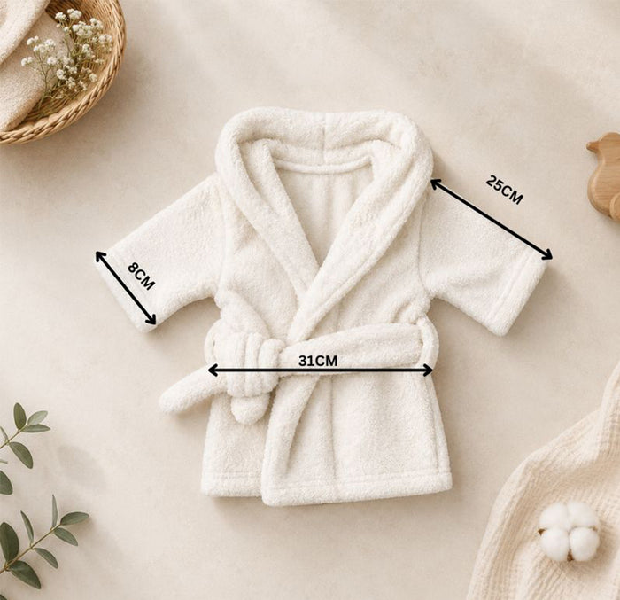 Babymoon Spa Bathrobe & Towel Set Newborn Photography Costume | Baby Gift Set | White