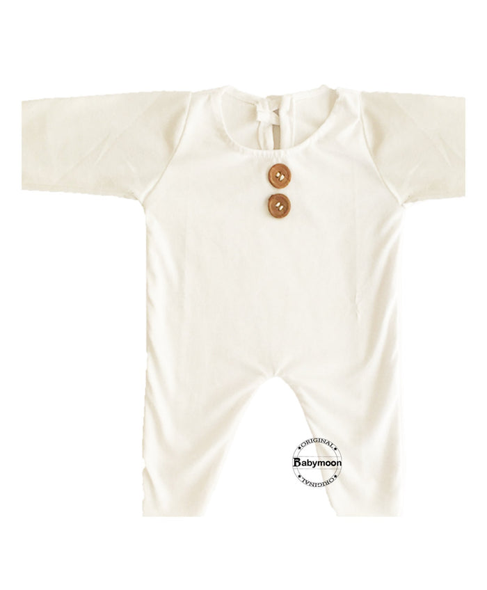 Babymoon Strechable Bodysuit and Hat New Born Outfits Costumes - White