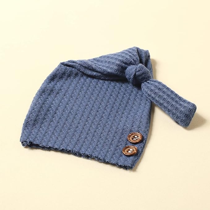 Babymoon Stretchable Bodysuit & Cap New Born Outfits Costumes | Blue | 0-1 Month