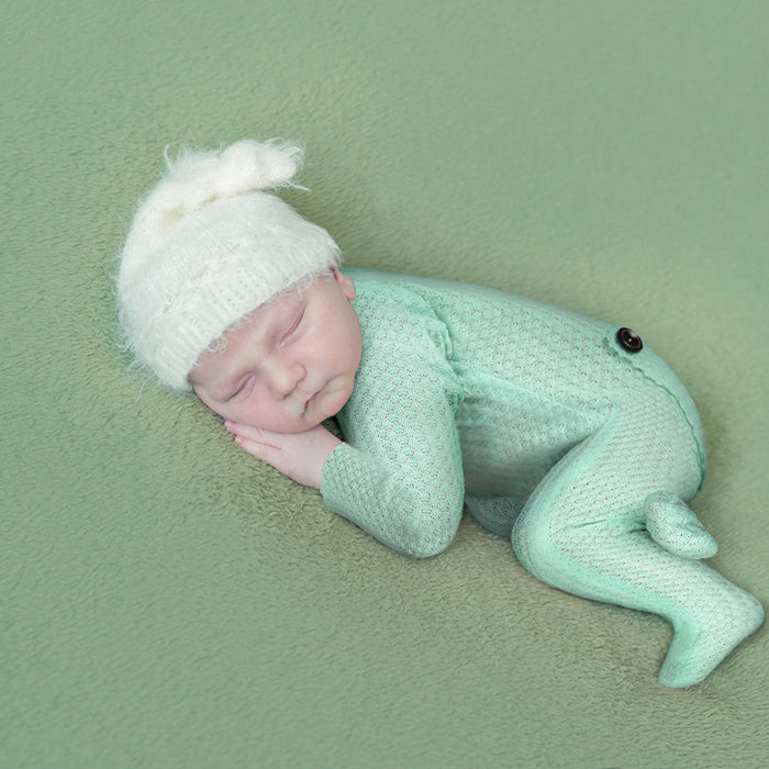 Babymoon Stretchable Bodysuit & Cap New Born Outfits Costumes | Green | 0-1 Month