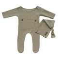 Babymoon Stretchable Bodysuit & Cap New Born Outfits Costumes-Khaki