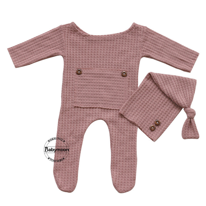 Babymoon Stretchable Bodysuit & Cap New Born Outfits Costumes | Pink | 0-1 Month