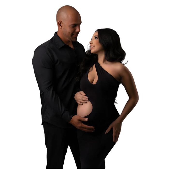 Babymoon Stretchable One Shoulder Babybump Revealing Maternity Gown Dress