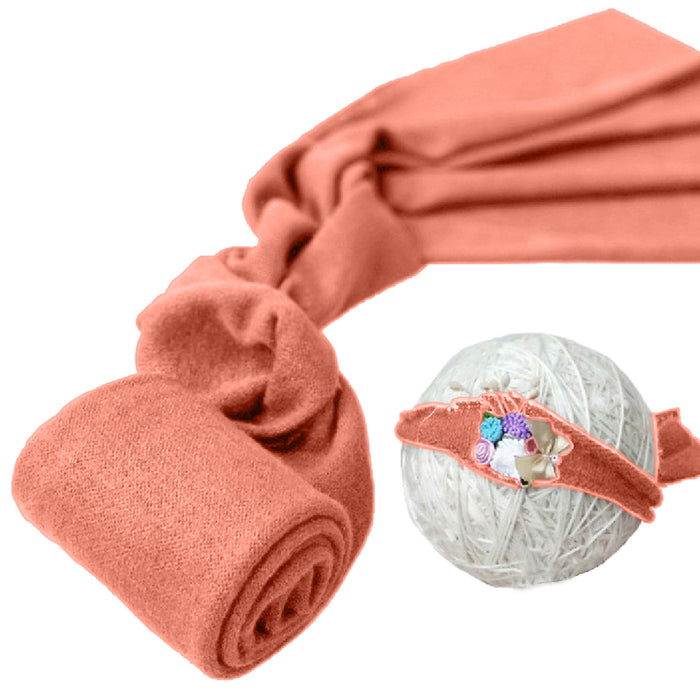 Babymoon Textured Stretchable Baby Photography Shoot Wrap Cloth With Hairband - Orange