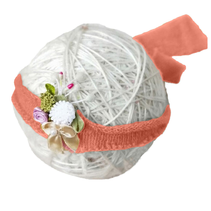 Babymoon Textured Stretchable Baby Photography Shoot Wrap Cloth With Hairband - Orange